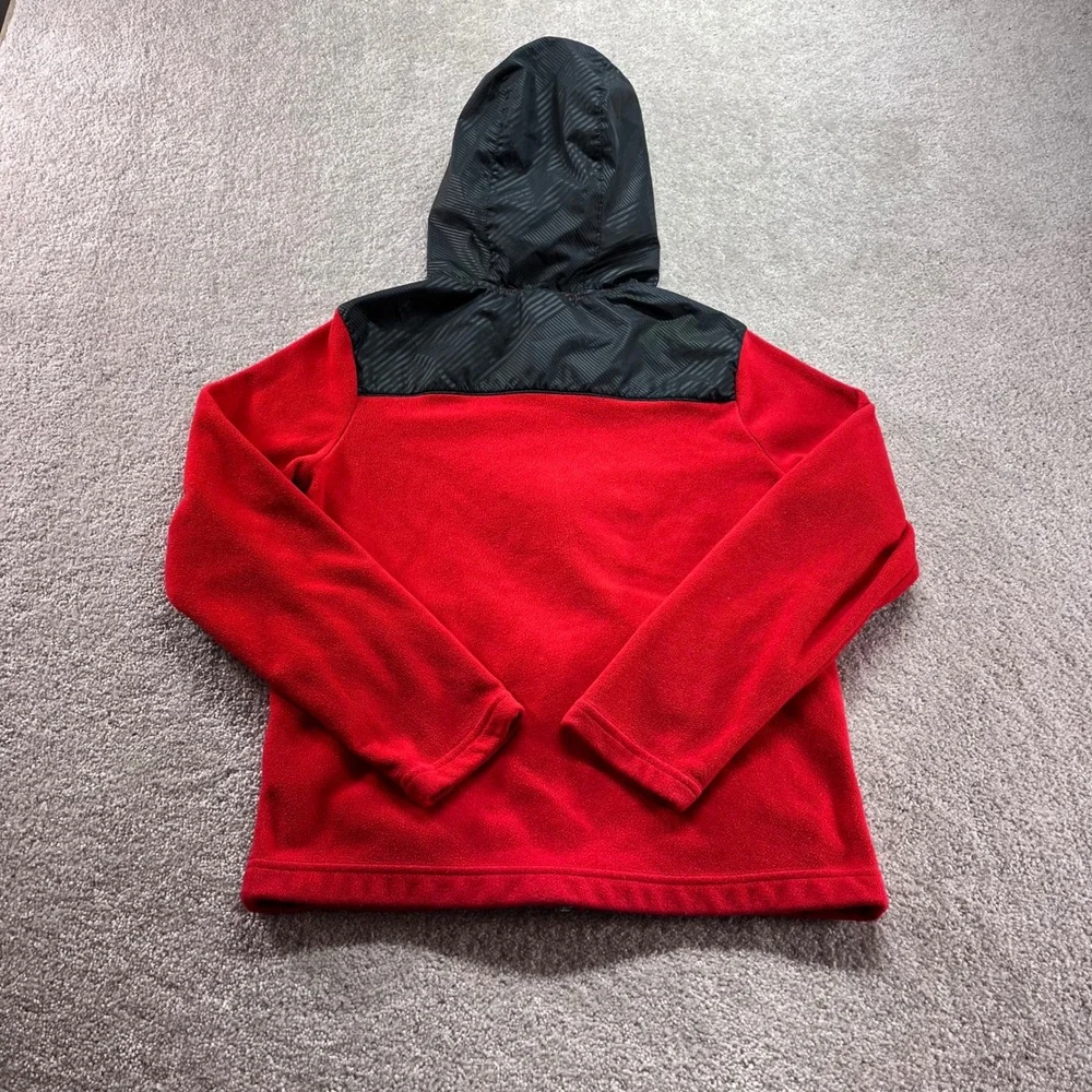 Nike‎ Fleece Zip Hoodie Kids Large Red Black Sporty Full Zip Jacket